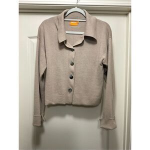 Never Worn - WISPR Tan Collared Boxy Cardigan with Cuffed Sleeves (Size XS)